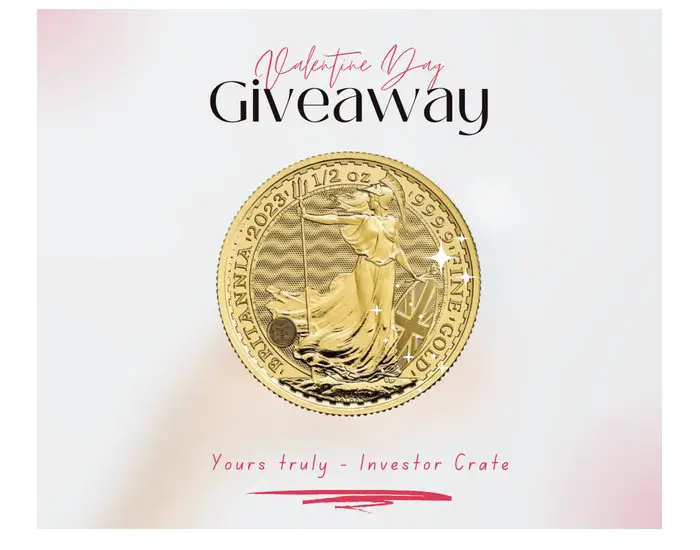 InvestorCrate.com Valentine's Day Gold Bullion Coin Giveaway - Win a 1/2 oz Coin Worth $1,000