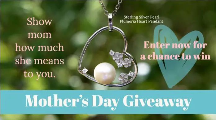 Island By KOA NANI Mother’s Day Giveaway – Win A Sterling Silver Pearl Plumeria Heart Pendant
