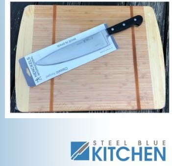 J.A. Henckels Chef Knife and Greener Chef Cutting Board