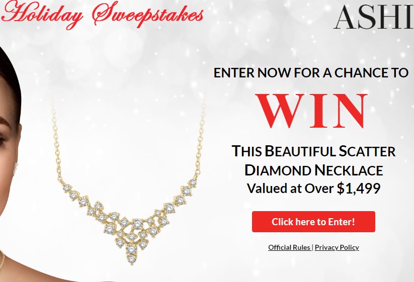 J Foster Jewelers ASHI Holiday Sweepstakes - Win A $1,500 Diamond Necklace