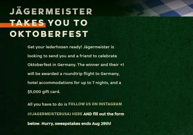 Jägermeister Oktoberfest Sweepstakes - Win A Free Trip For 2 To Oktoberfest In Germany