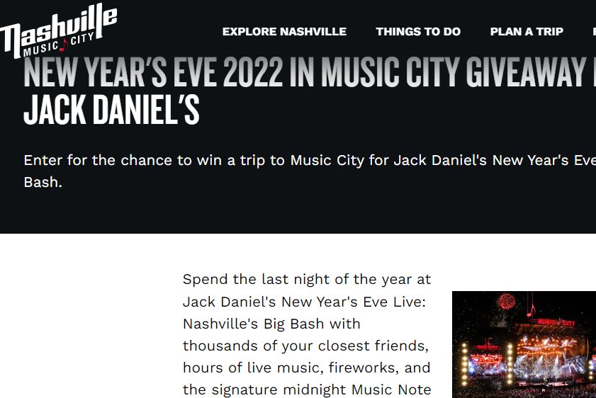 Jack Daniel's New Year's Eve 2022 In Music City Giveaway