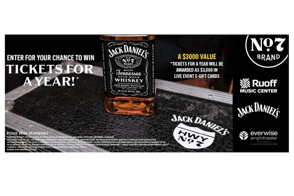 Jack Daniel’s Tennessee Whiskey Tickets for a Year Text-2-Enter Sweepstakes 2026 - Win A $3,000 Ticketmaster Gift Card (IN Only)