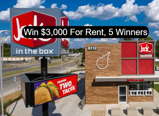 Jack in the Box Free Rent Sweepstakes – Win $3,000 In Free Rent Money (5 Winners)