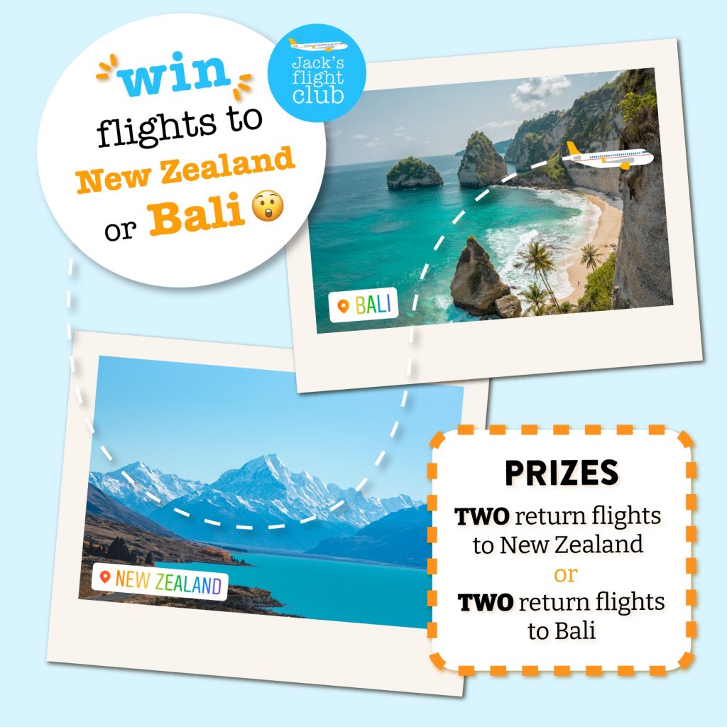 Jack's Flight Club New Zealand Or Bali Flights Giveaway - Win A Free Trip To New Zealand Or Bali
