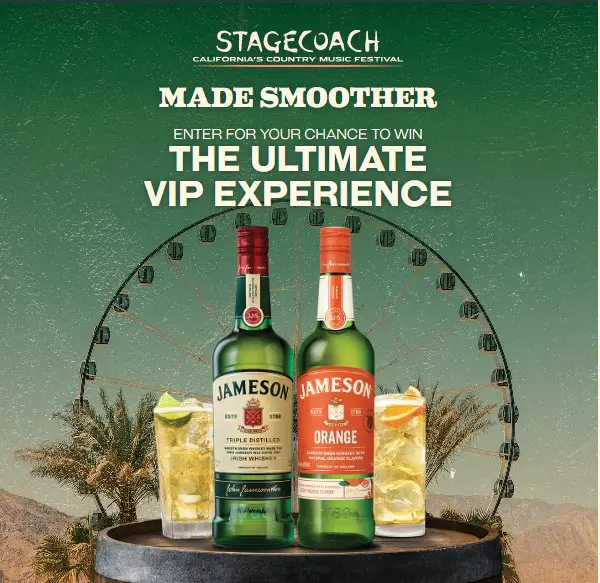 Jameson Irish Whiskey Stagecoach Sweepstakes – Win A VIP Experience For 2 To The Stagecoach Festival In Indio
