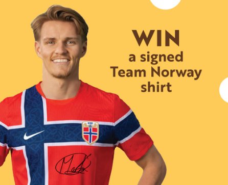Jarlsberg Signed Team Norway Jersey Giveaway - Win an Ødegaard-Signed Norway Jersey (8 Winners)