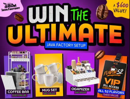 Java Factory Ultimate Java Factory Setup Sweepstakes - Win a coffee lover's prize pack!
