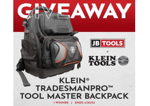 JB Tools Klein TradesmanPro Tool Master Backpack Giveaway
