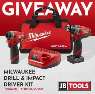JB Tools Milwaukee Kit Sweepstakes - Win a Drill Driver and Impact Drill Set