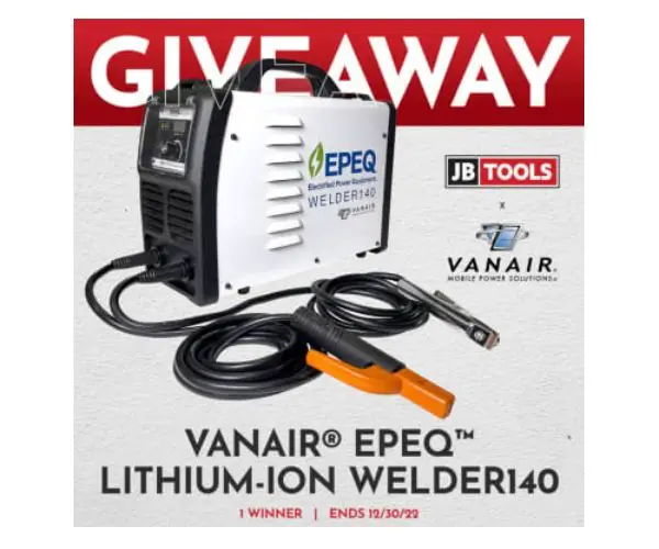 JB Tools VanAir Holiday Giveaway - Win A Vanair EPEQ Lithium-Ion Welder