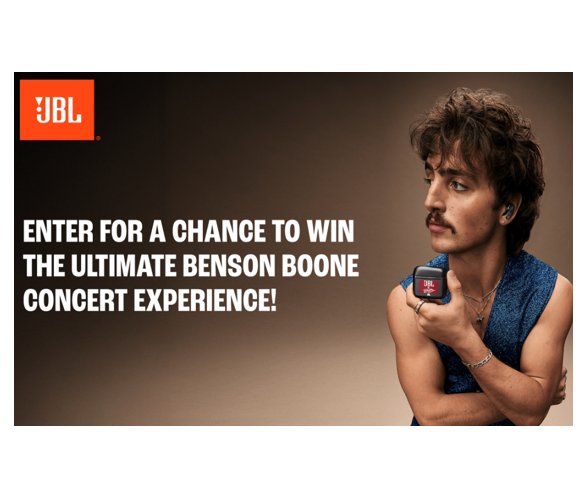 JBL 2025 Benson Boone Flyaway Sweepstakes - Win a Trip for 2 to LA for a Benson Boone Concert