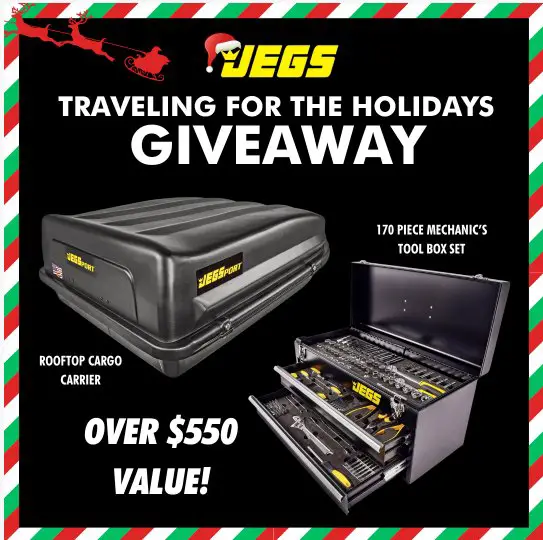 Jegs Traveling For The Holidays Giveaway - Win A Rooftop Cargo Carrier, & A 170-Piece Mechanic’s Tool Box Set