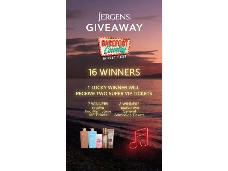 Jergens X Barefoot Country Music Festival Giveaway - Win Festival Tickets & Jergens Prize Pack