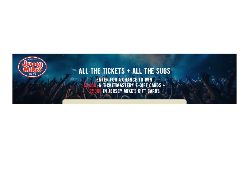 Jersey Mike's Tickets & Subs Sweepstakes - Win $10,000 Worth Of Gift Cards