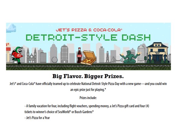 Jet’s Pizza & Coca-Cola Celebration Sweepstakes - Win A SeaWorld Or Busch Gardens Experience Trip For 4