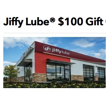 Jiffy Lube $100 Gift Card Giveaway