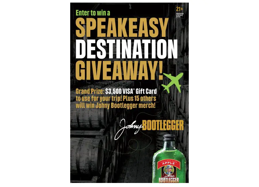 Johny Bootlegger Speakeasy Experience Getaway Sweepstakes - Win $3,500 Or Official Merch