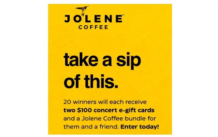Jolene Coffee Concert Gift Card Sweepstakes - Win $200 in Live Nation Gift Cards + 4 cans of Jolene Coffee.