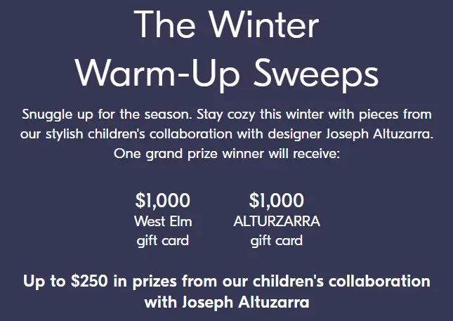 Joseph Altuzarra x West Elm Winter Warm-Up Sweeps - Win A $2,250 Prize Package