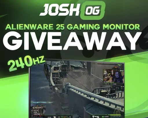 JoshOG February Alienware 25 Gaming Monitor Giveaway