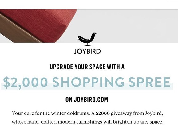 Joybird Upgrade Sweeps