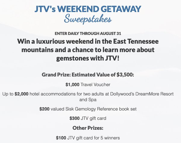 JTV's $4,000 Weekend Getaway