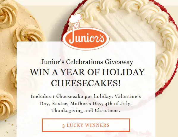 Junior's Celebrations Giveaway - Win A Year Of Holiday Cheesecakes (3 Winners)
