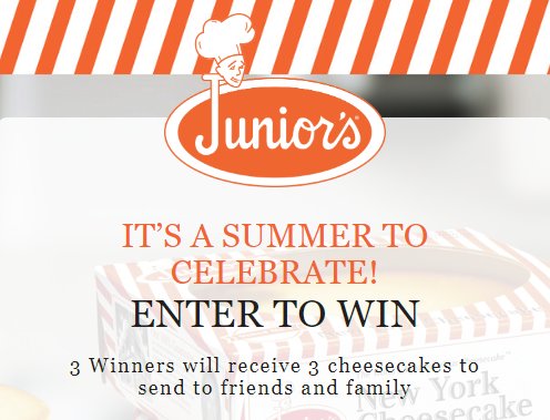 Junior’s Summer Celebration Cheesecake Giveaway - Free Cheesecakes, 3 Winners