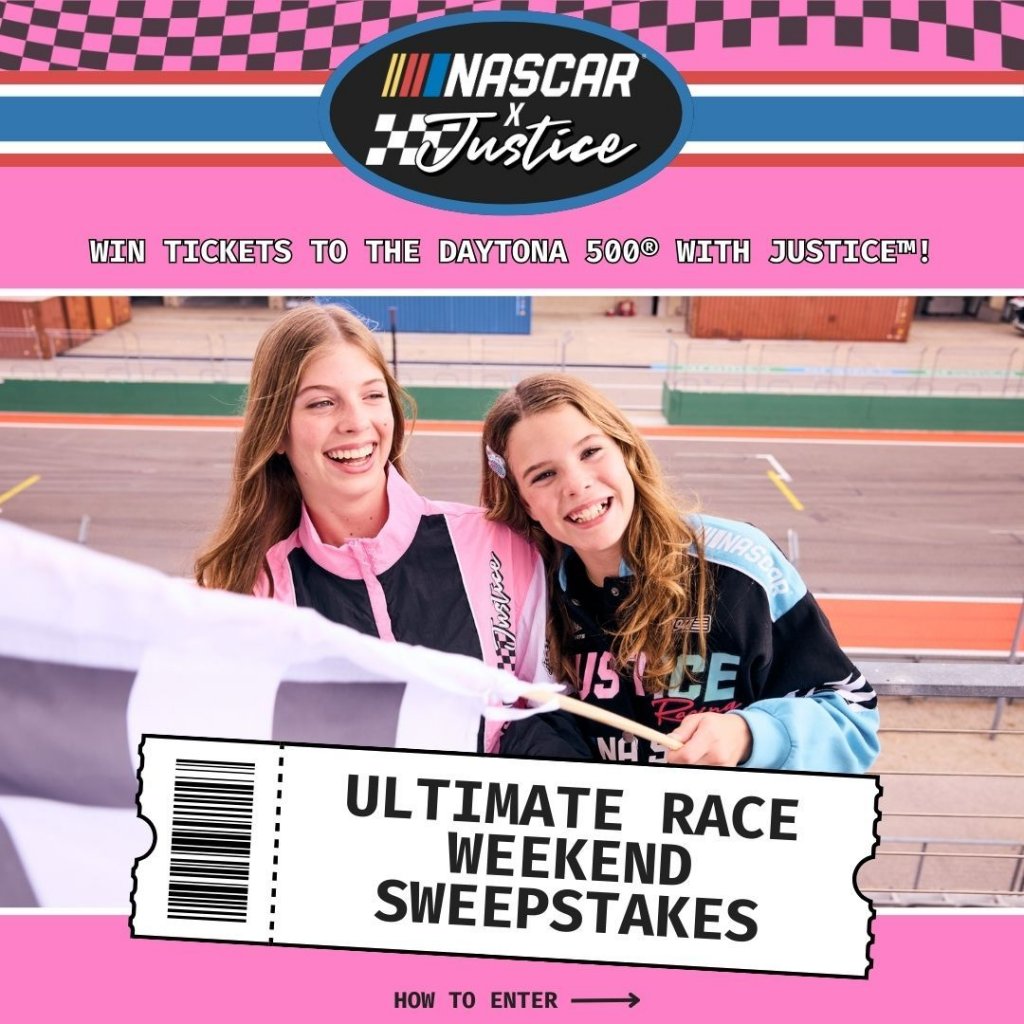 Justice x Nascar Ultimate Race Weekend Sweepstakes – Win A Trip For 2 To The Daytona 500 Race In Daytona Beach