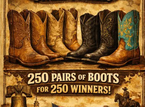 Justin Boots 250 Boots for 250 Years Sweepstakes - 250 Pairs of Boots for 250 Winners