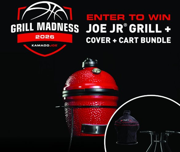 Kamado Joe Grill Madness 2026 Giveaway - Win a Kamado Joe Jr grill + Cart + Cover