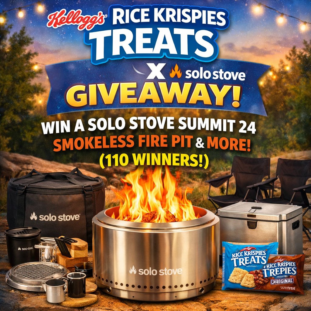 Kellogg’s Rice Krispies Treats X Solo Stove Giveaway – Win A Solo Stove Summit 24 Smokeless Fire Pit & More (110 Winners)