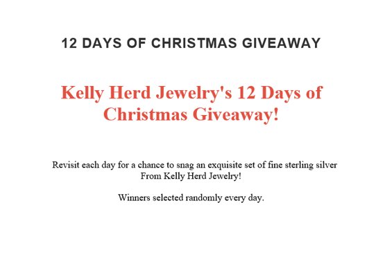 Kelly Herd 12 Days Of Christmas Sweepstakes – Win Exquisite Set Of Fine Sterling Silver