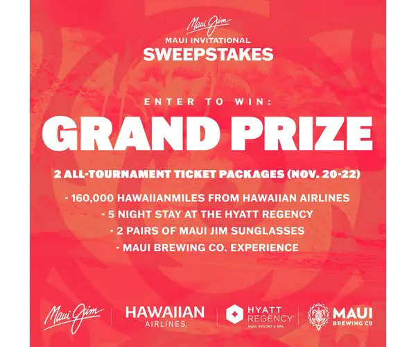 KemperSports Maui Jim Maui Invitational Fan Sweepstakes - Win A Trip For 2 To Hawaii With Tickets To Maui Jim Maui Invitational