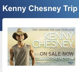 Kenny Chesney “Trip Around The Sun” In Tampa Sweepstakes
