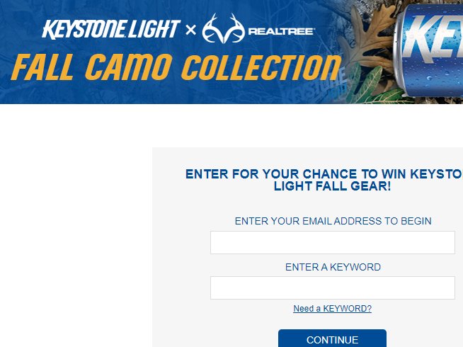 Keystone Light Fall Sweepstakes - Win Official Merch & Swag