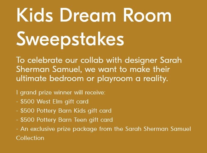 Kids Dream Room Sweepstakes - Win $1,500 Worth of Gift Cards and More