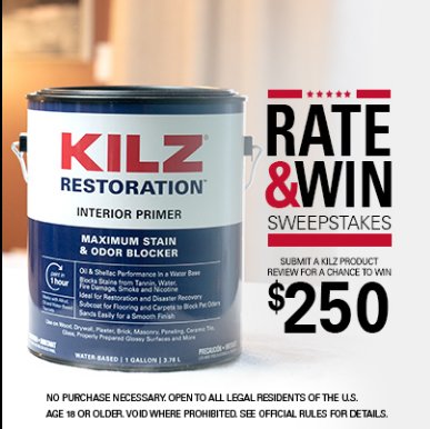 Kilz Product Review Sweepstakes – Win A Free $250 Gift Card (3 Winners)