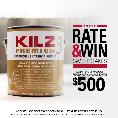 Kilz Review Sweepstake – Win A $500 Gift Card To Home Depot, Lowe’s, Amazon, Or Walmart