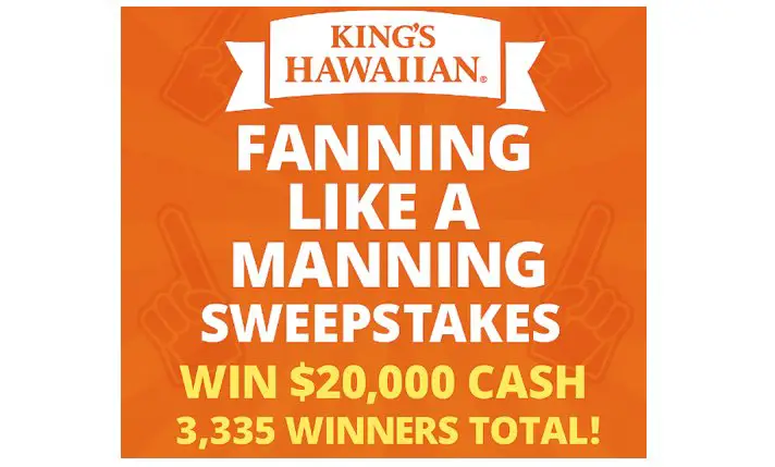 KING’S HAWAIIAN Fanning Like a Manning Sweepstakes - Win $20,000 for a Fan Cave Makeover or Other Prizes