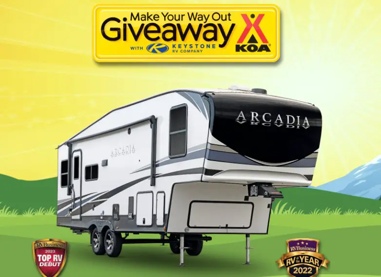 KOA Make Your Way Out Giveaway - Win A $61,882 Travel Trailer, $500 Gift Card & $1,000 Cash