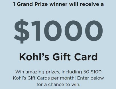Kohl's Back To School Sweepstakes - Win A $1,000 Or $100  Kohl's Gift Card