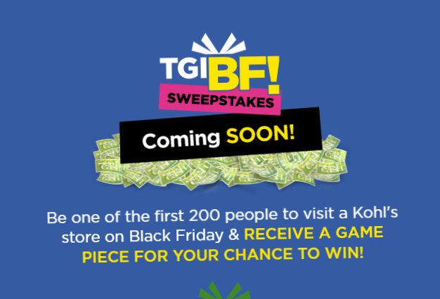 Kohl's Black Friday Sweepstakes - Win A $5,000 Trip To LEGOLAND, Gift Cards & More In The Kohl's TGIBF Sweepstakes