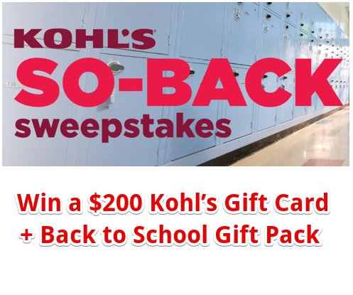 Kohl’s So-Back Sweepstakes 2026 - Win a $200 Kohl’s Gift Card + Back to School Gift Pack
