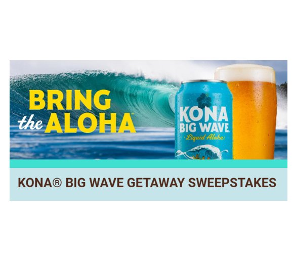 Kona Big Wave Getaway Sweepstakes - Win A $1,000 Gift Card (Limited States)