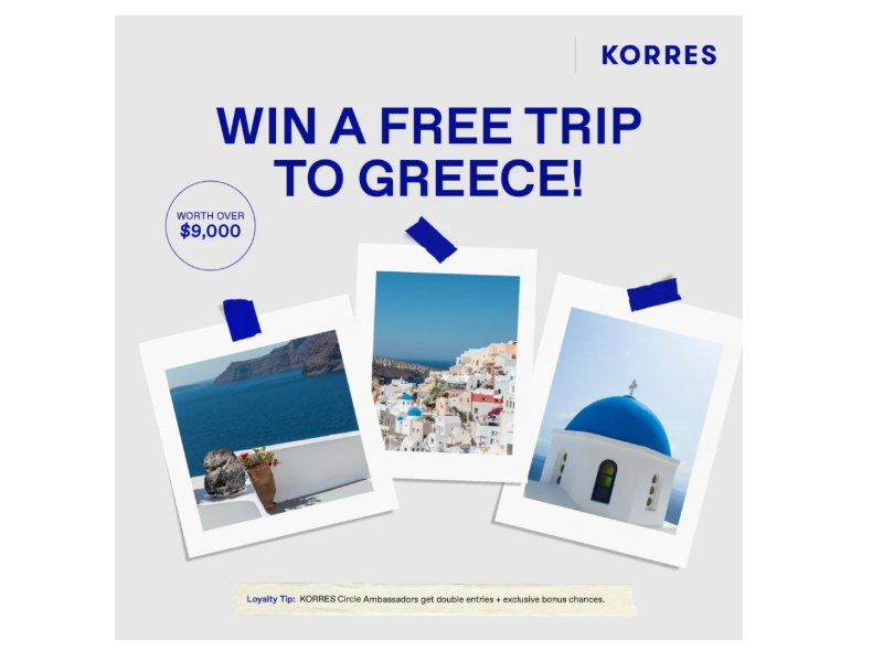 KORRES Giveaway - Win A Free Trip To Greece (2 Winners)