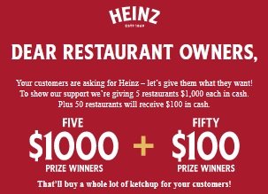 Kraft Heinz Sweepstakes - Win $1,000 Cash!