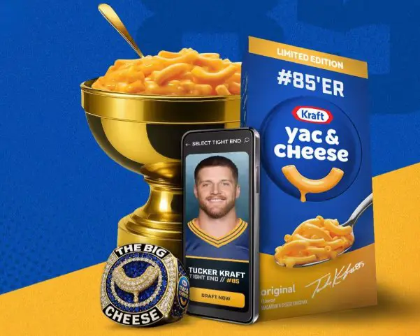 Kraft Mac & Cheese Draft Kraft Sweepstakes - Win a “Big Cheese” ring, a “Golden Championship Bowl,” & 85 boxes of signed Mac & Cheese.