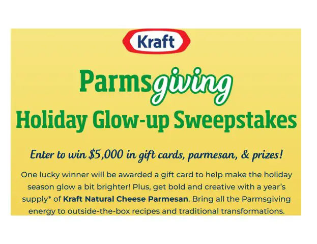Kraft Parmesan Cheese Parmsgiving Sweepstakes - Win a 1-year supply of cheese & a $4,900 Visa gift card
